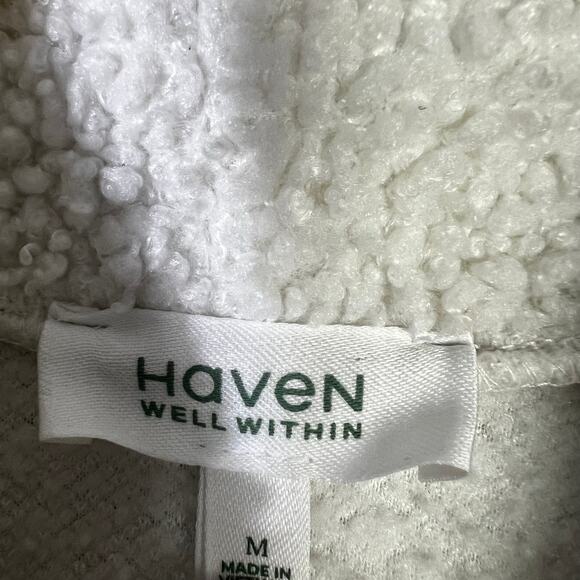 Haven Well Within Sherpa Fleece Pullover Size M White Cowl Neck Cozy Minimalist - Picture 6 of 7